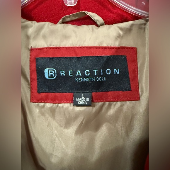 Kenneth Cole Reaction Mixed Fill Down Men’s Quilted Winter Coat. Red Size Large - Picture 5 of 14
